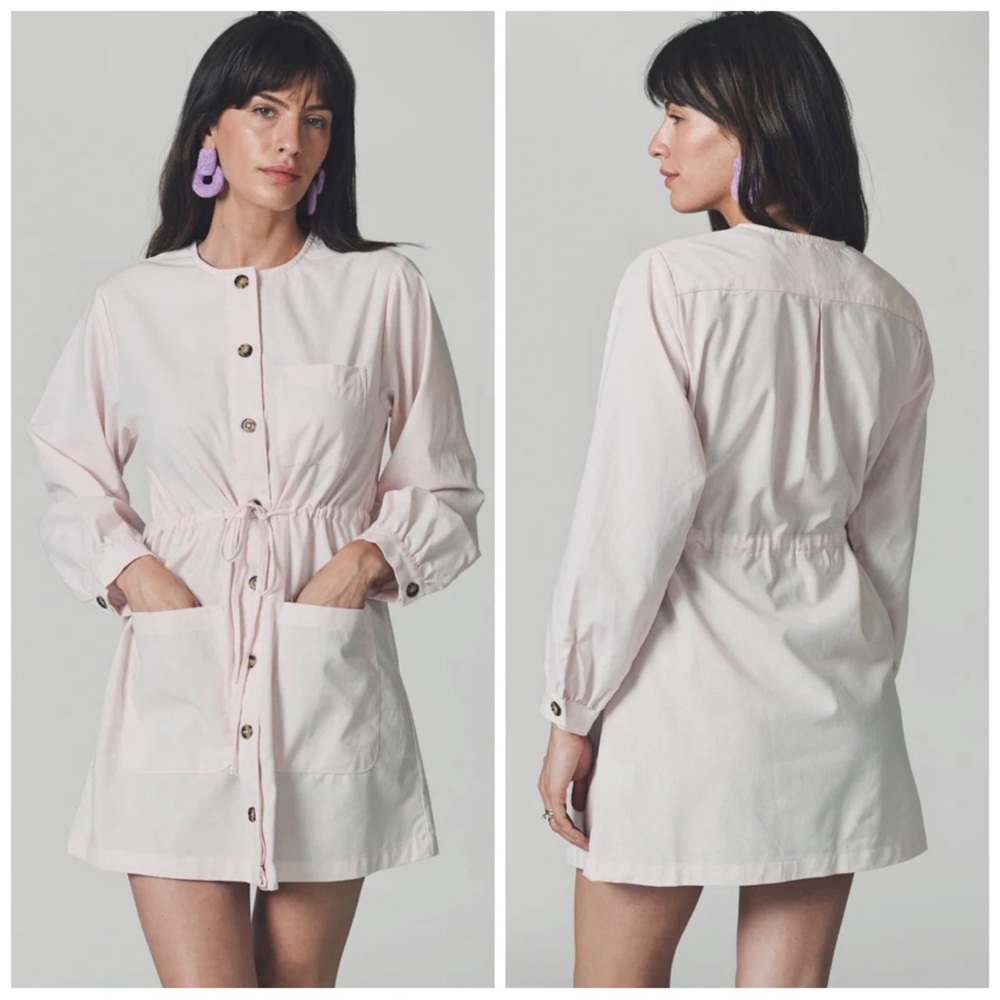 THE SHIRT By ROCHELLE BEHRENS Women’s Size XS Light Pink The Mason Shirt Dress